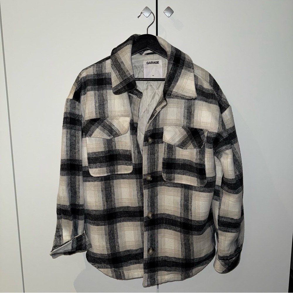 Garage Black and White Plaid Shirt Jacket